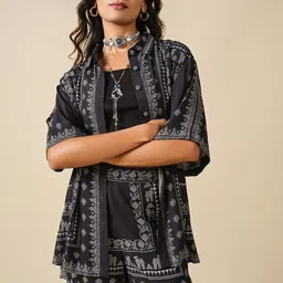 Global Desi Printed Shirt & Shorts Co-Ords-image-54