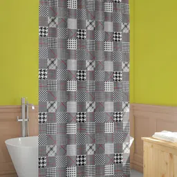 ArtzFolio Black & White Checked Waterproof Shower Curtains-18