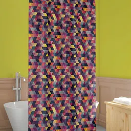 ArtzFolio Brown & Yellow Geometric Printed Waterproof Shower Curtain-2