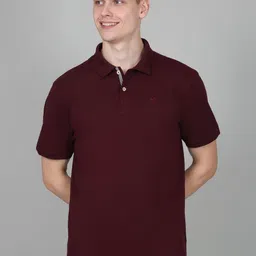 Cantabil Men Solid Polo Collar Cotton T-shirt-image-76