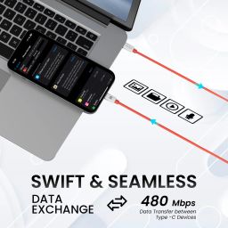 Orange Portronics Konnect Dash Max 65w Type to type c fast charging cable image 5