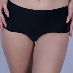 Soie Women Seamless Mid waist Full Coverage Lace Briefs 1BD1BLACK-image-56