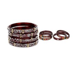 SOMIL Set of 8 Maroon Alloy Bangles-image-15