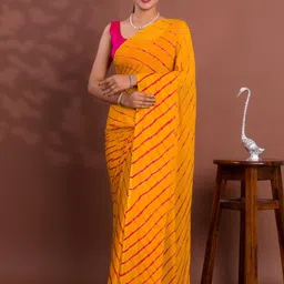 KCPC BANDHANI Yellow Pure Chiffon Sarees-picture-45