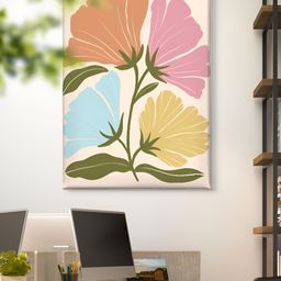 Livin'luxe White & Blue Colorful Floral Canvas Wall Art-picture-36
