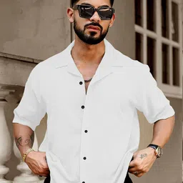 Metronaut Men Regular Fit Cuban Collar Textured Casual Shirt-picture-39