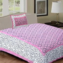 Aura Pink & Grey Printed 144 TC Queen Bedsheet Set- 2.10 m X 2.30 m-image-31