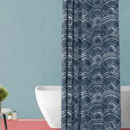 ArtzFolio Blue & White Abstract Printed Waterproof Shower Curtain-16