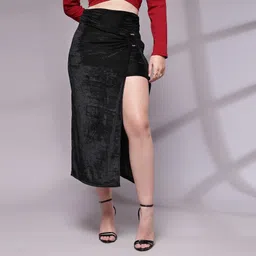 KASSUALLY Front Slit Asymmetry Midi Skirt-picture-15
