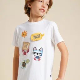 Jack & Jones Junior Boys Graphic Printed Round Neck Cotton T-shirt-image-86