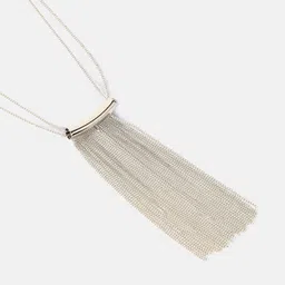SOHI The Hanging Chain Bar Lariat Silver Plated Necklace image 3