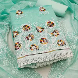 DIVASTRI Floral Embroidered Thread Work Chanderi Cotton Unstitched Dress Material-image-48