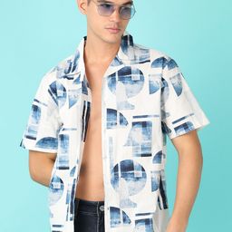 V-Mart Men Cuban Collar Abstract Printed Casual Shirt-image-27