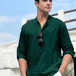 Vida Loca Band Collar Cotton Straight Slim Fit Short Kurta-picture-57