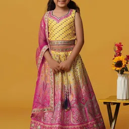 BAESD Girls Printed Beads and Stones Tie Dye Ready to Wear Lehenga & Blouse With Dupatta-picture-57