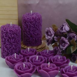 Shraddha Creation Purple 10 pieces Pillar Candle-image-47