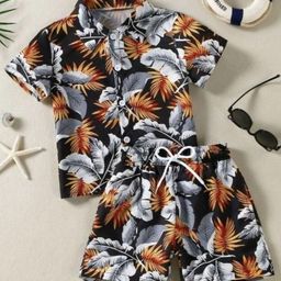 HARPITA Infants Boys Printed Short Sleeves Shirt With Shorts-image-43