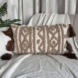 EXPORT HOUSE Beige & White Set of 2 Geometric Square Cushion Covers image 4