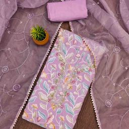 KALINI Embroidered Organza Unstitched Dress Material-image-83