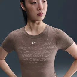 Nike Pro Women Dri-FIT Short-Sleeve Cropped Jacquard Top-image-52