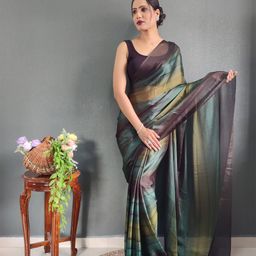 Rangtulika Ethnics Striped Poly Georgette Ready to Wear Saree-image-83