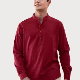 LIFE ROADS Mandarin Collar Cotton Straight Short Kurta-image-35