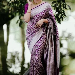 SHOP DROP Ethnic Motifs Zari Pure Silk Banarasi Saree image 3