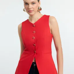 Trendyol V-Neck Sleeveless Woven Waistcoat-28