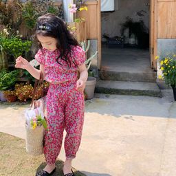 StyleCast x Revolte Girls Floral Printed Pure Cotton Top With Capris-image-3