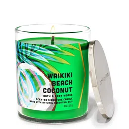 Bath & Body Works Waikiki Beach Coconut Single Wick Candle with Essential Oils - 227 g-image-79