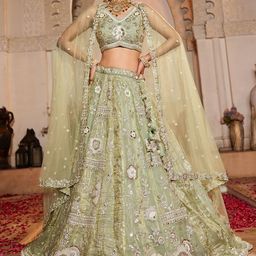 panchhi Embroidered Beads and Stones Semi-Stitched Lehenga & Unstitched Blouse With Dupatta-picture-39