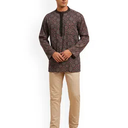 Arch element Men Geometric Printed Flared Sleeves Thread Work Kurta-picture-38