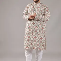 SOJANYA PLUS Men Ethnic Motifs Printed Regular Kurta with Pyjamas-13