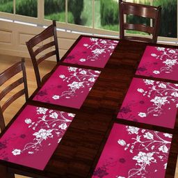 Aura 6-Pcs Purple & White Floral Printed Heat Resistant Table Placemats-17