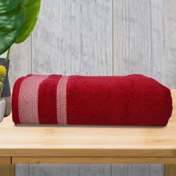 Myntra Elegant Homes Maroon 1 Piece Striped Cotton 400 GSM Towel Set-18