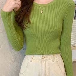 KPOP Women Round Neck Crop Top-picture-0