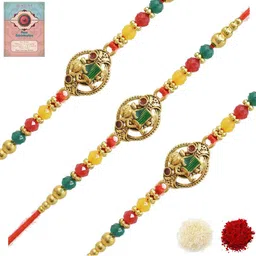 MEIRA JEWELLERY Set Of 3 Rakhi Greeting Card & Roli Chawal-image-14