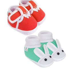 NESKA MODA Kids-Unisex Red Cotton Booties-picture-32