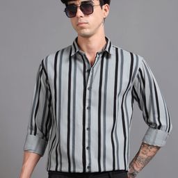 PAUL STREET Men Sharp Slim Fit Opaque Striped Casual Shirt-image-34