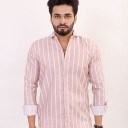 Mast & Harbour Slim Fit Vertical Stripes Striped Spread Collar Cotton Linen Shirt-image-82