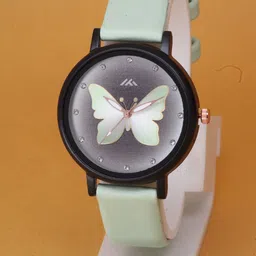 VIRAKTI Women Brass Dial & Leather Straps Analogue Watch G-13-GREEN-V.Y-22