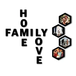 VAH Kya Bat Hai !! 4Pcs Black FAMILY HOME & LOVE Design Wooden Wall Sticker-image-34