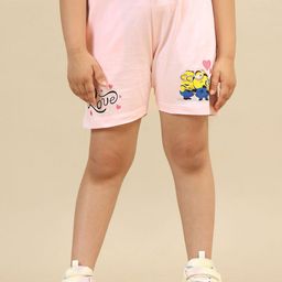 Kids Ville Girls Minions Printed Mid Rise Shorts-image-86