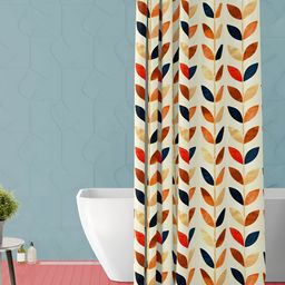 ArtzFolio Beige & Black Printed Waterproof Shower Curtain-image-80