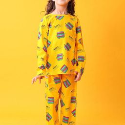 YK Girls Graphic Printed Pure Cotton T-shirt & Pyjamas Night suit-picture-45