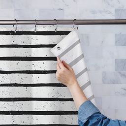 ArtzFolio White & Black Striped Waterproof Shower Curtain-11