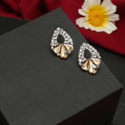 YouBella Silver Plated Artificial Stones Studded Contemporary Drop Earrings-image-27