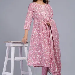 Moda Rapido Women Ethnic Motifs Printed Regular Pure Cotton Kurta with Pyjamas & With Dupatta-11