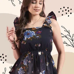 Deewa Floral Print Ruffles Georgette Empire Top-picture-13