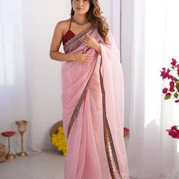 Mitera Embellished Sequinned Organza Saree-image-36
